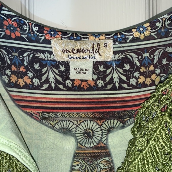 INE WORLD SMALL POLY TANK SUMMER TOP BOHO HIPPIE GEOMETRIC - Picture 3 of 7